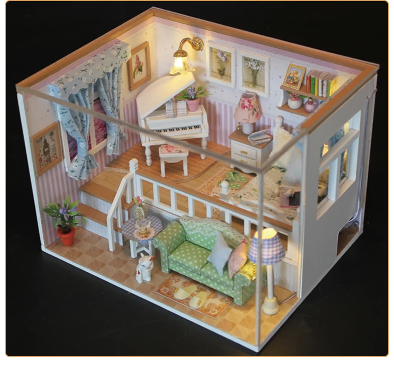 DIY 3D светильник, мебель, пылезащитный чехол, деревянный миниатюрный домик, пианино, кукольный домик, рождественские игрушки для детей, подарки на день рождения