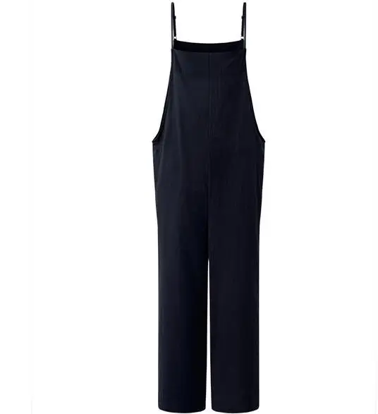 2018 Women Solid Brief Cotton Dungaree Overalls Casual Loose Vintage Bib Romper Suspender Wide Leg Long Pants Pockets Jumpsuit | Женская