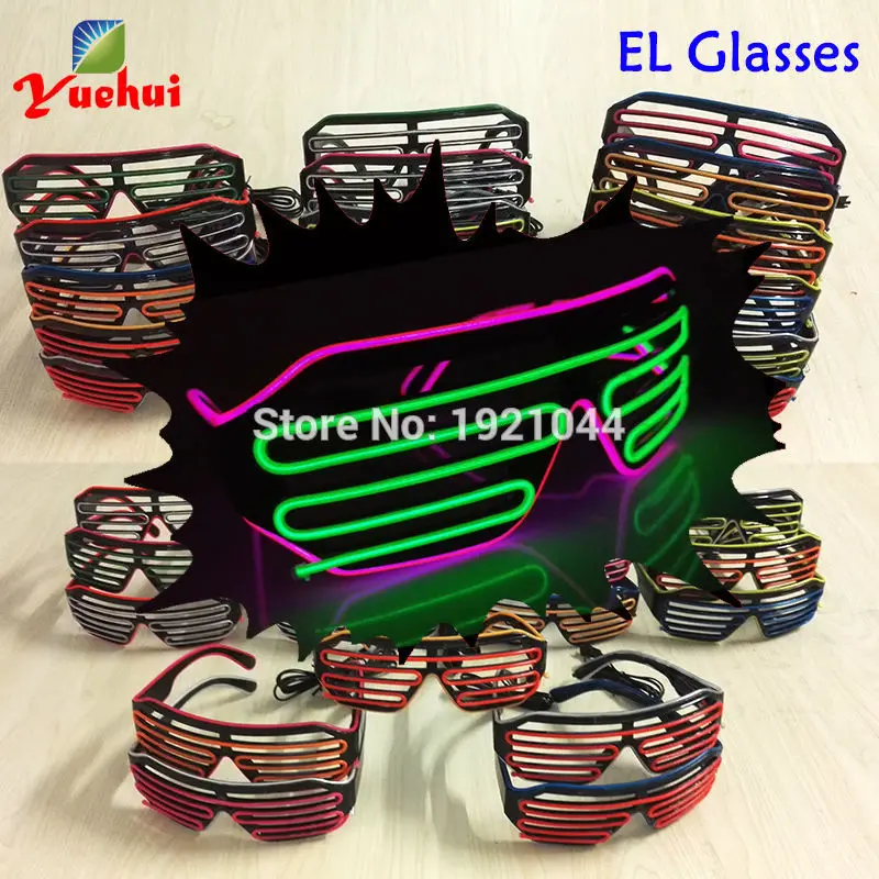 Многоцветные очки в форме затвора с электролюминесцентной проволокой 3 в|glasses