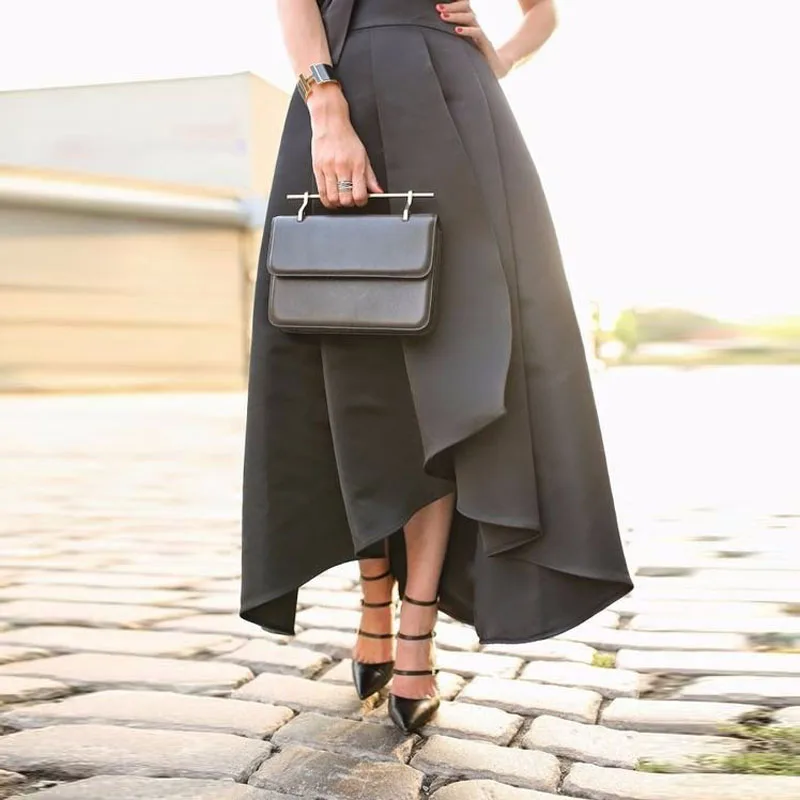 

New Arrival High Low Skirts Womens High Waist Black Asymmetrical Skirts Wedding Party Skirts Personalized Pleated Skirt Custom