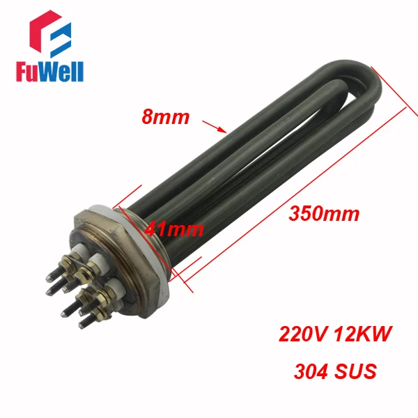 350mm 12KW 220V Электрический водонагревающий элемент для солнечной энергии, Нагреватель бака 304 из нержавеющей стали DN32 1,2" - Цвет: 350mm 12KW 220V