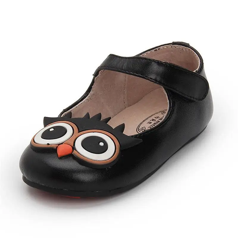 Owl Black Мультяшный Микки девочки Детские кожаные тонкие туфли для малышей Дети Принцесса обувь Бэмби детская обувь Бэмби обувь - Цвет: Owl Black