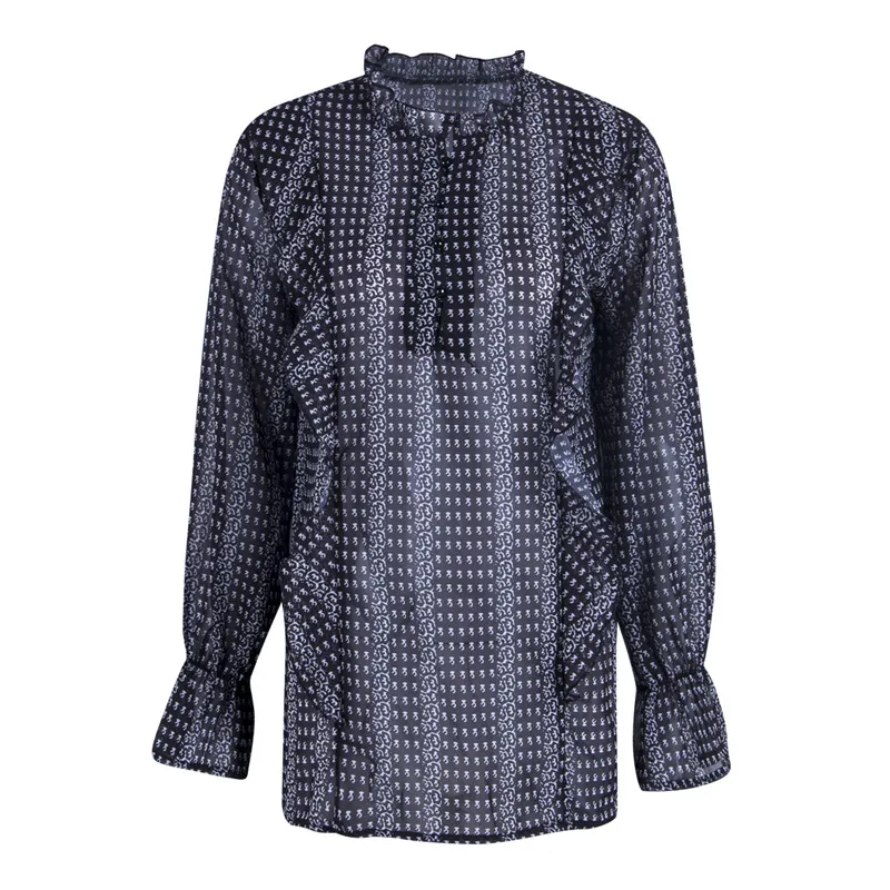 

Новинка 2019, Женская кружевная рубашка с цветочным рисунком, свободные топы, модная пикантная рубашка с V-образным вырезом и длинным рукавом, ...