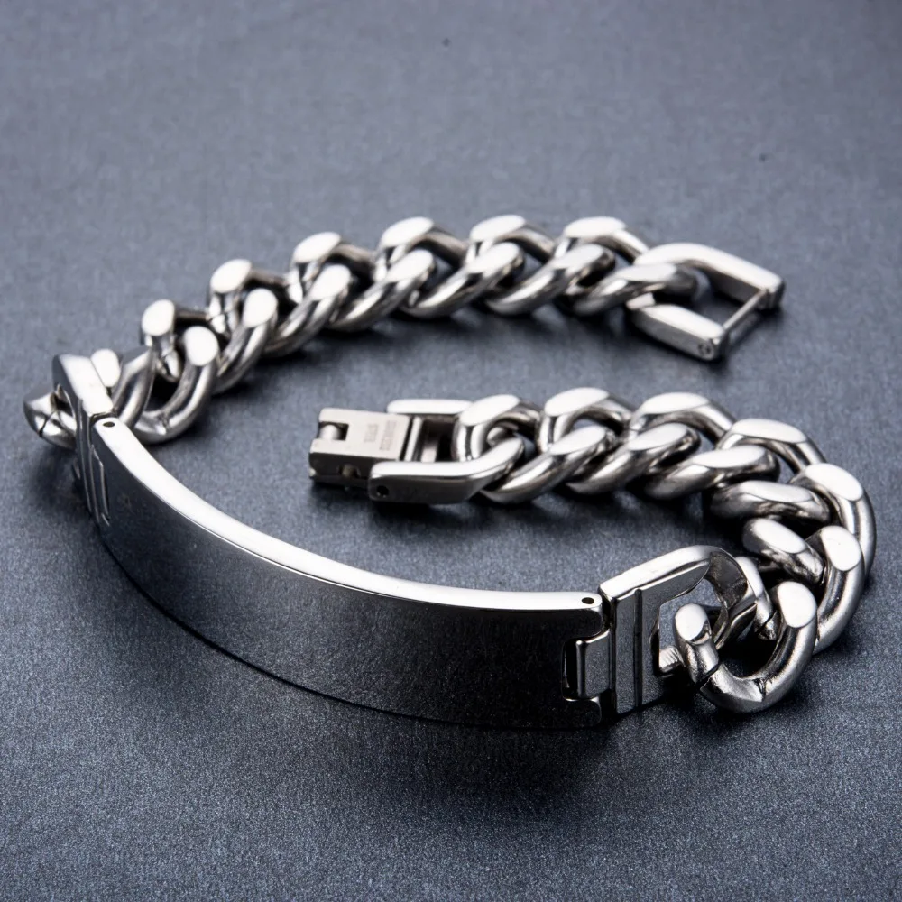 Браслет из нержавеющей стали с бесплатной гравировкой для мужчин и женщин