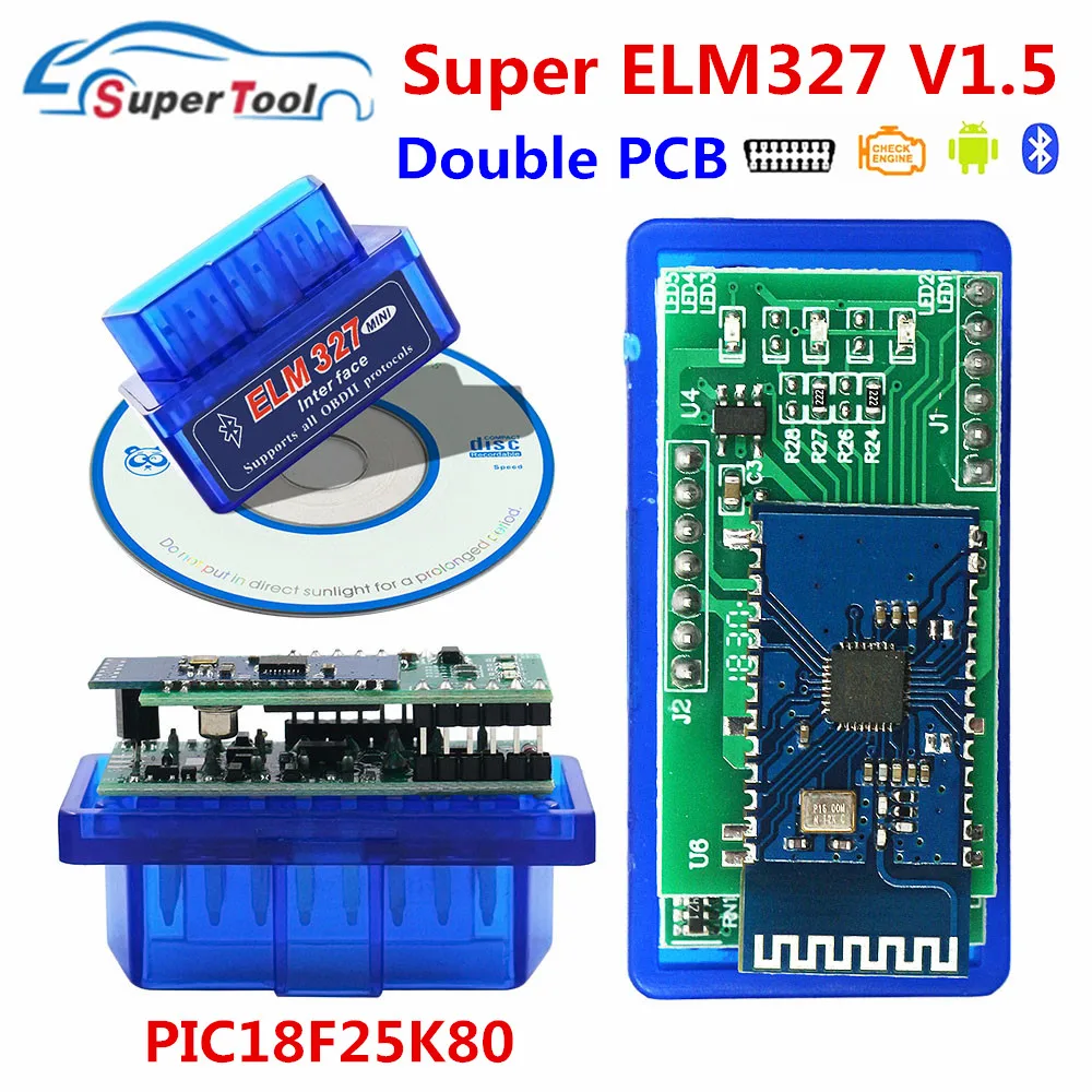 OBD2 ELM327 Bluetooth автомобильный диагностический инструмент OBD 2 V1.5 ELM 327 PIC18F25K80 II сканер