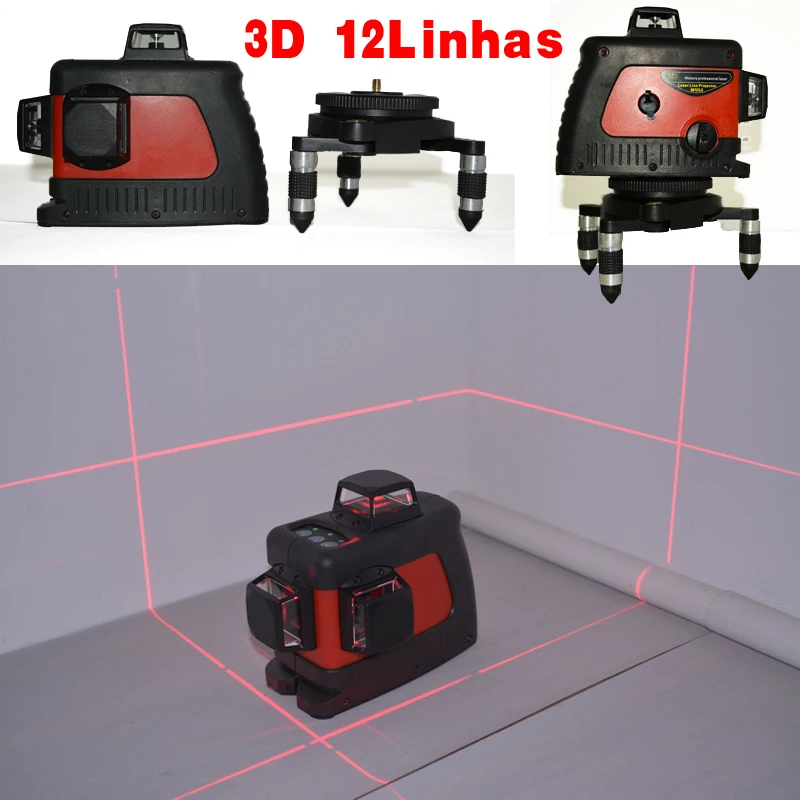12linhas 3D 360 горизонтальный E вертикальный Авто Nivelamento лазер Круз супер Poderosas Feixe Vermelho