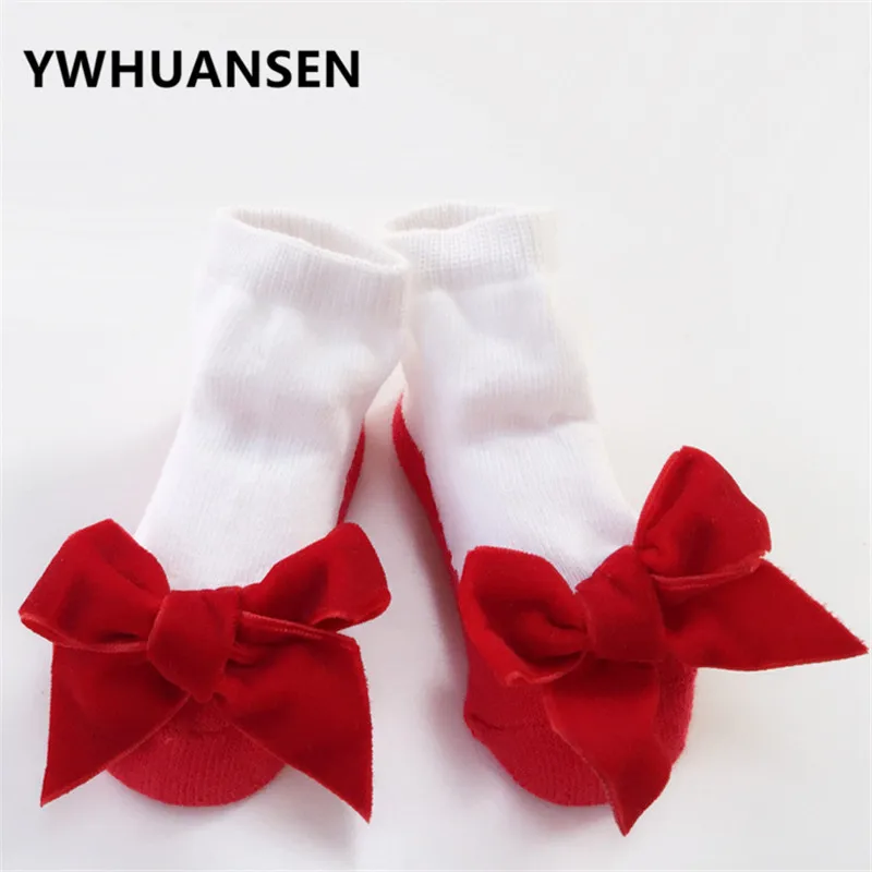 Осенне зимние носки YWHUANSEN для маленьких девочек с бантиком хлопковые весенние