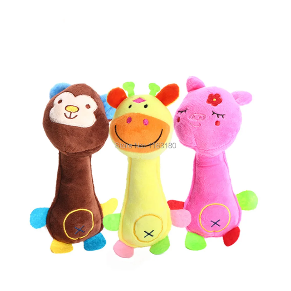 

12pcs/lot Funny Animal Shape Pet Puppy Dog Toys Soft Plush Sound Squeaky Chew Toy Gifts lovely pets toy