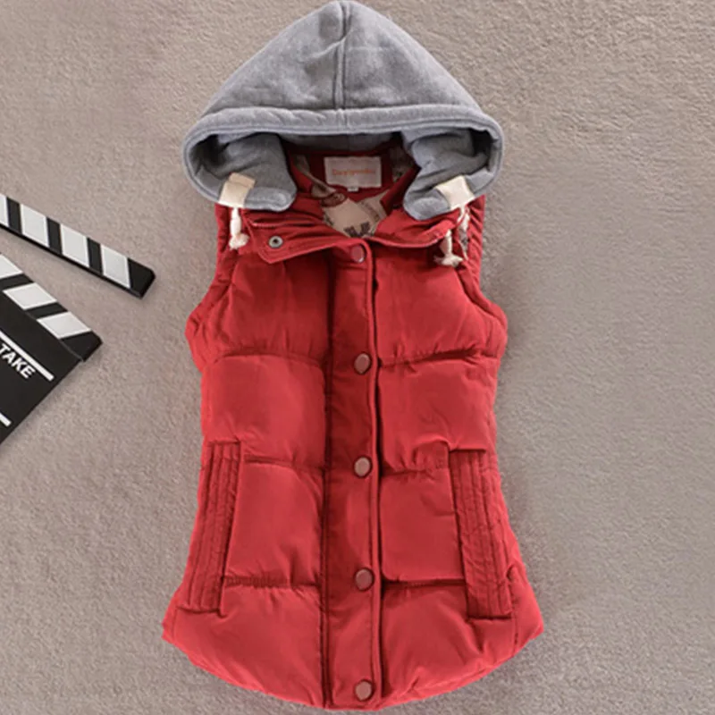 2019 Solid color Korean version Jacket Down Cotton jacket Winter Women Vest Thickening Hooded Waistcoat Coat Female cc71 | Женская