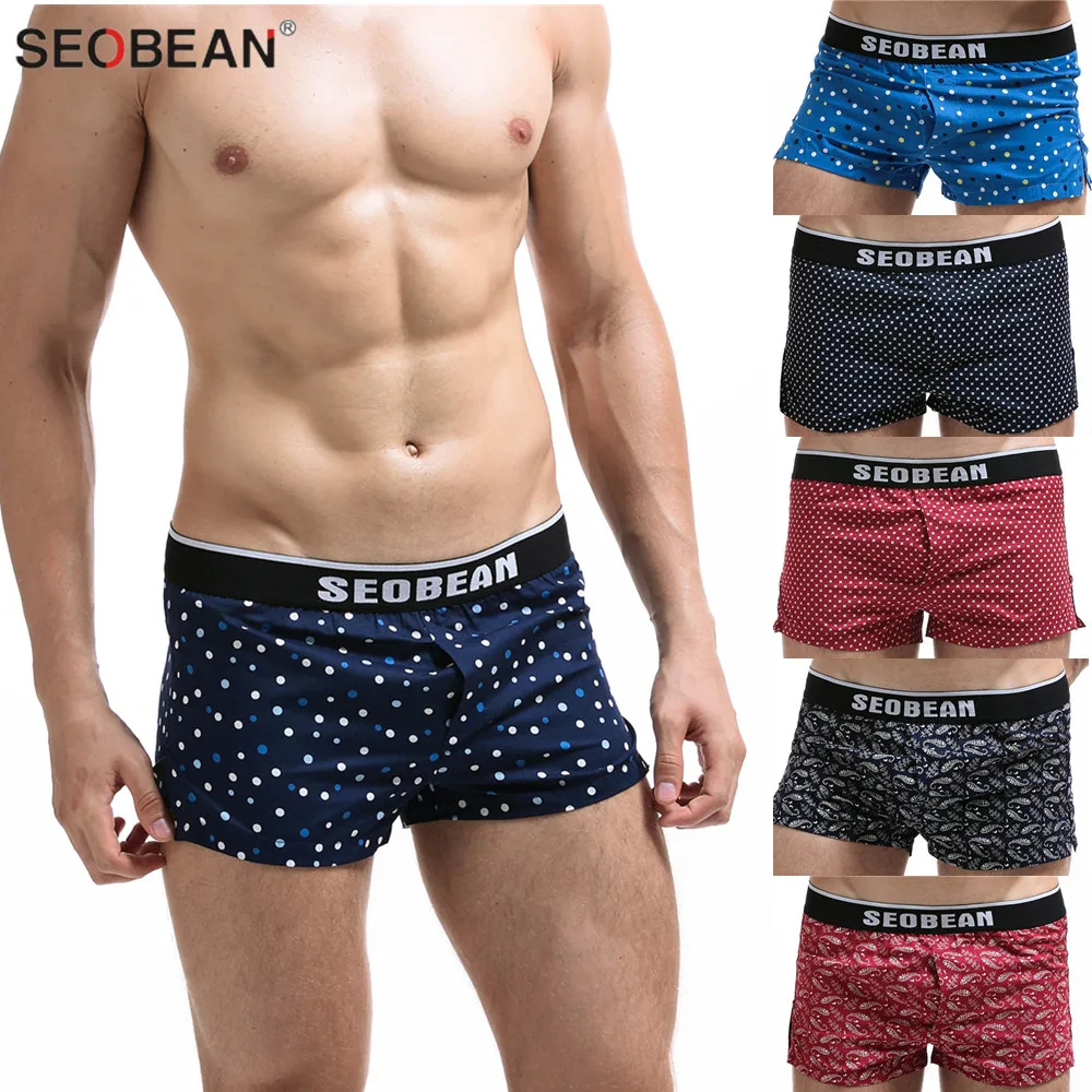 SEOBEAN, бренд, нижнее белье для мужчин, Lounge, мужские боксёры, хлопок, повседневная домашняя одежда для сна, трусы, U выпуклая сумка для пениса, мужские боксеры