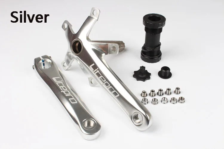 Silver LP litepro Cogwheel левый и правый шатун Набор дорожный велосипед складной автомобиль модификация один диск 130 BCD части велосипеда включая ось - Цвет: Silver
