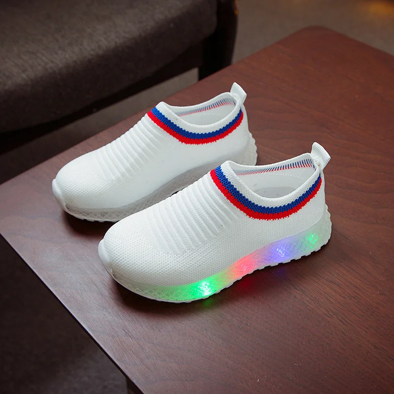 Fashion Children's Shoes Kids Led Glowing Sneakers Size 21-30 For Girls Boys Air Mesh Soft | Детская одежда и обувь