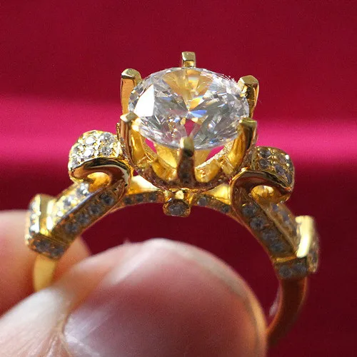 5Ct блестящее кольцо из стерлингового серебра 925 пробы для ее свадьбы желтое