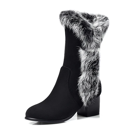 black shoes Gdgydh/женские зимние ботинки; женская зимняя теплая обувь на каблуке; женская обувь на молнии с резиновой подошвой; высокое качество; Новинка года - Цвет: black shoes
