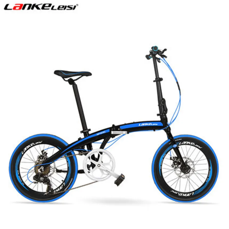 Blue Black S 7 скоростей Дорожный велосипед, 20 дюймов складной велосипед, городской велосипед, рама из алюминиевого сплава, BMX, двойные дисковые тормоза - Цвет: Blue Black S
