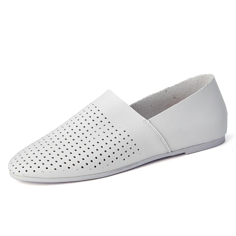 White Perforated Valstone/Мужские дышащие мягкие мокасины; повседневная обувь из микрофибры; лоферы из дышащей кожи без шнуровки; светильник на плоской подошве; 12 цветов - Цвет: White Perforated