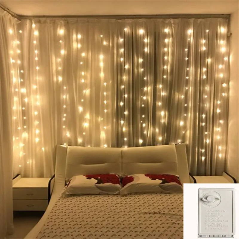 6*3 м Контроль памяти занавес, волшебные огни Рождественские огни 600LED гирлянда вечерние садовые уличные свадебные Декор