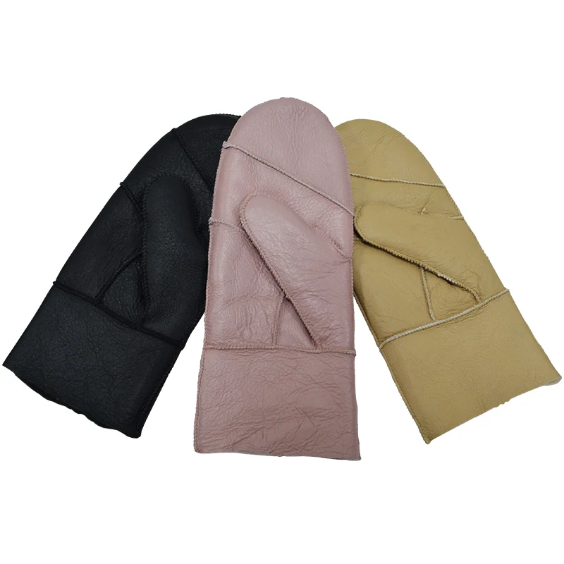 Высокое качество леди Зимние перчатки женские вязаные Рукавицы Перчатки из овечьей кожи, с мехом, теплые, зимние, женские перчатки
