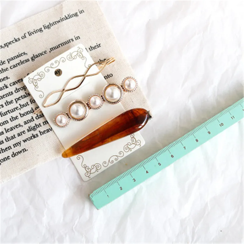 Модные заколки для волос с жемчугом 3 шт./компл. алловые повседневные девочек