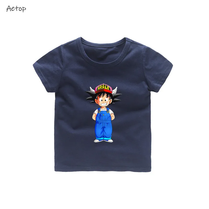 deep nlue 2 Детская футболка с принтом Arale летние топы с короткими рукавами для маленьких мальчиков и девочек, детская повседневная футболка 040 - Цвет: deep nlue 2