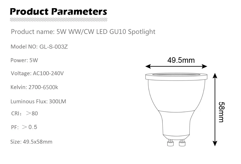G светодиодный светильник OPTO zigbee ww/cw dimmer GU10 bulu Светодиодный прожектор 5 Вт ZLL smart APP контроллер AC100-240V холодный белый и теплый белый светодиодный светильник