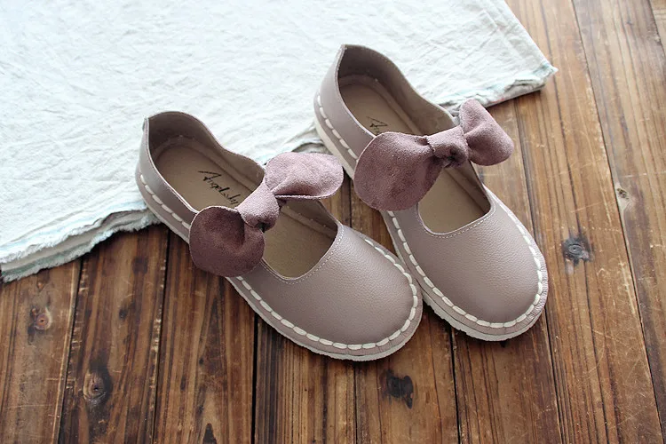 Careaymade-Genuine leather shoes,Sweet bow knot literature and art super soft sole women's single shoes,pure handmade shoes