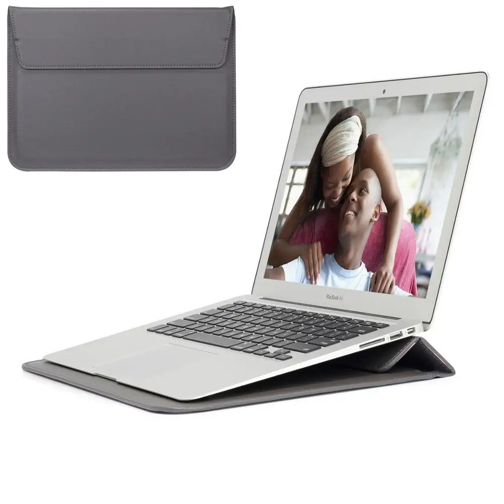 Gray-xin feng dai EQHTX-кожаный чехол-конверт для Macbook Air 13 Pro retina 11 12 13 15-чехол для ноутбука Macbook 13,3 дюймов - Цвет: Gray-xin feng dai