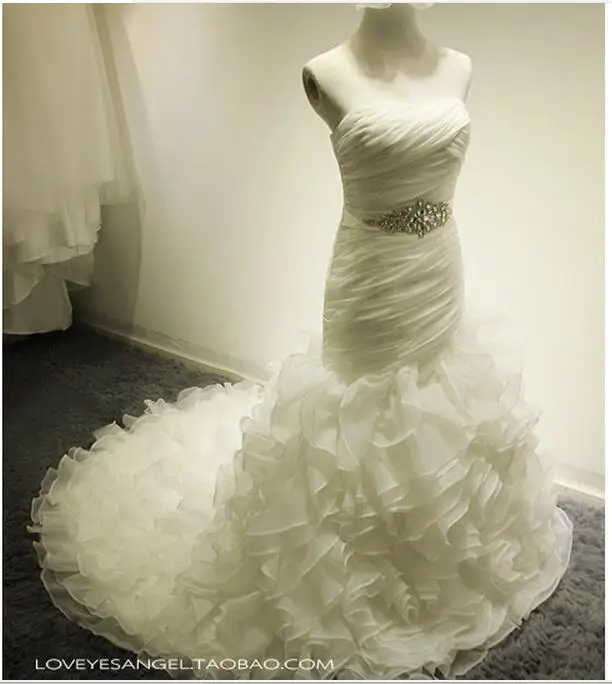 Vestido De Festa белое платье русалки с оборками 2017 свадебное новое без бретелек Милая