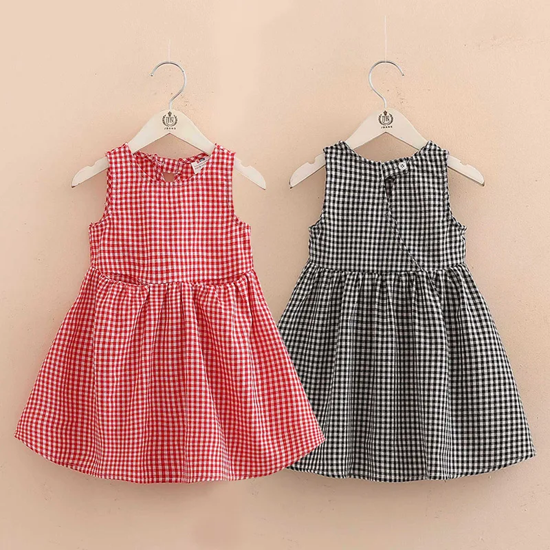 Клетчатое платье для малышей Новинка лета 2019 детское платье-майка девочек qz-4692 |