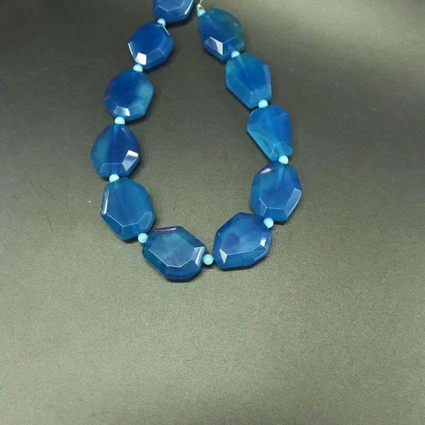 2 Blue 13 шт/strand, 4 цвета выбор натуральные Агаты граненая плита бисер россыпью различных размеров, с ониксовый камень камни часть Подвески Ювелирных изделий - Цвет: 2 Blue