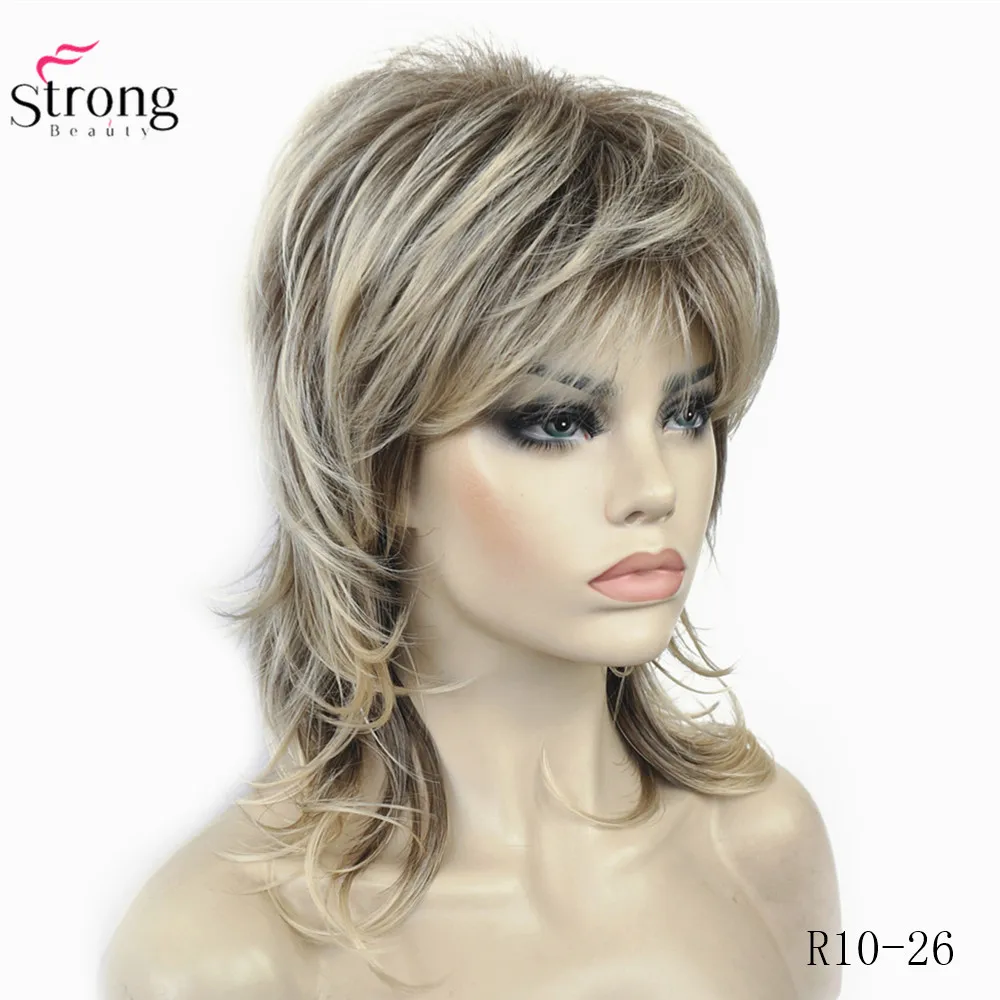 StrongBeauty синтетические парики для женщин натуральные волосы Омбре блонд/коричневый выделяет Средний кудрявый слоистый монолитным парики Косплей