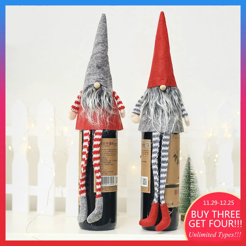 Рождественские шляпы бутылки вина украшения для дома Санта шляпа пива КРЫШКА