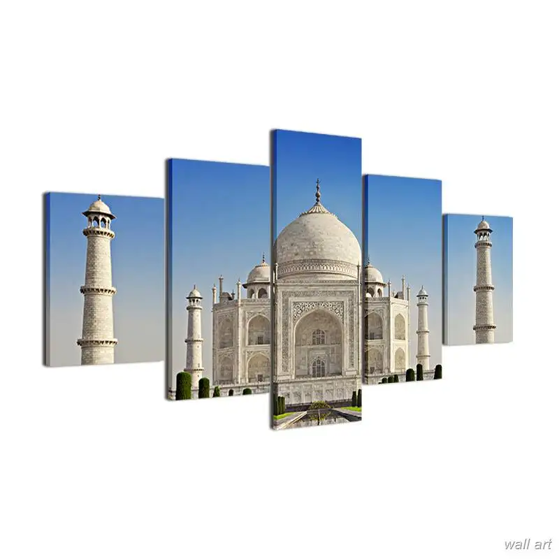 Картина на холсте пейзаж 5 панелей тадж-махал здание для гостиной современные