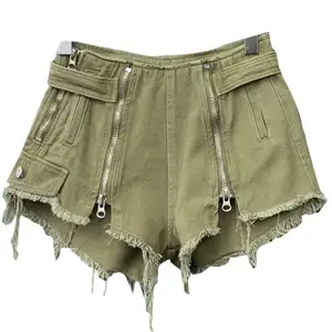 Женские джинсовые шорты с высокой талией на молнии