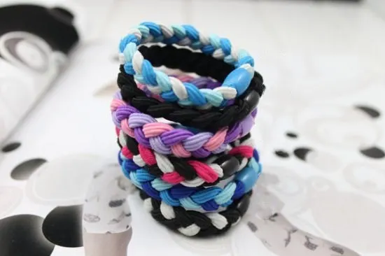 

5PCS/lot High Quality Bowknot Button Random Color Women Rubber Hair Rope Bands Elastic Hair Bands