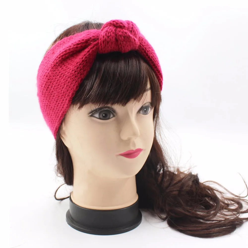 

New Design Winter Warmer Ear Knitted Headband Woolen Headband For Women Girls European Solid Turban Hair Band Head Wrap For Lady