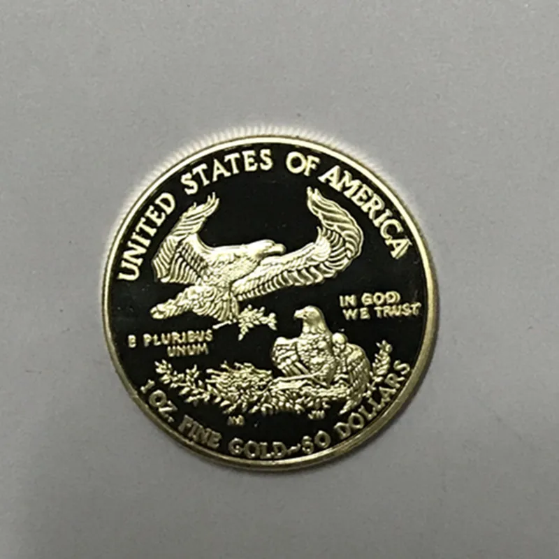 50 шт. Немагнитный свободный монета liberty 24 K настоящий позолоченный значок орел США 32,6 мм сувенирная монета