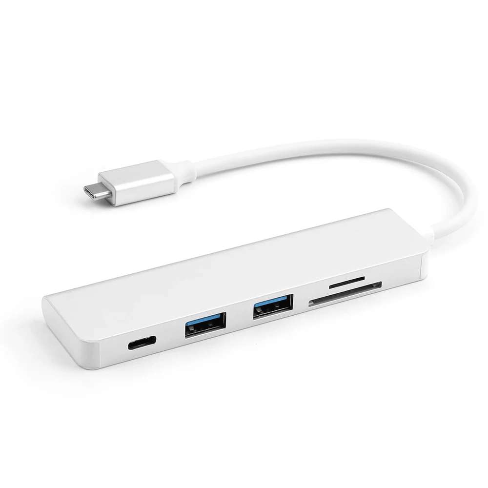 Silver Batianda Thunderbolt 3 адаптер USB C до 3,0 концентратор type C конвертер для MacBook Pro Air 13 15 16 USB-C адаптер TF/SD кард-ридер - Цвет: Silver