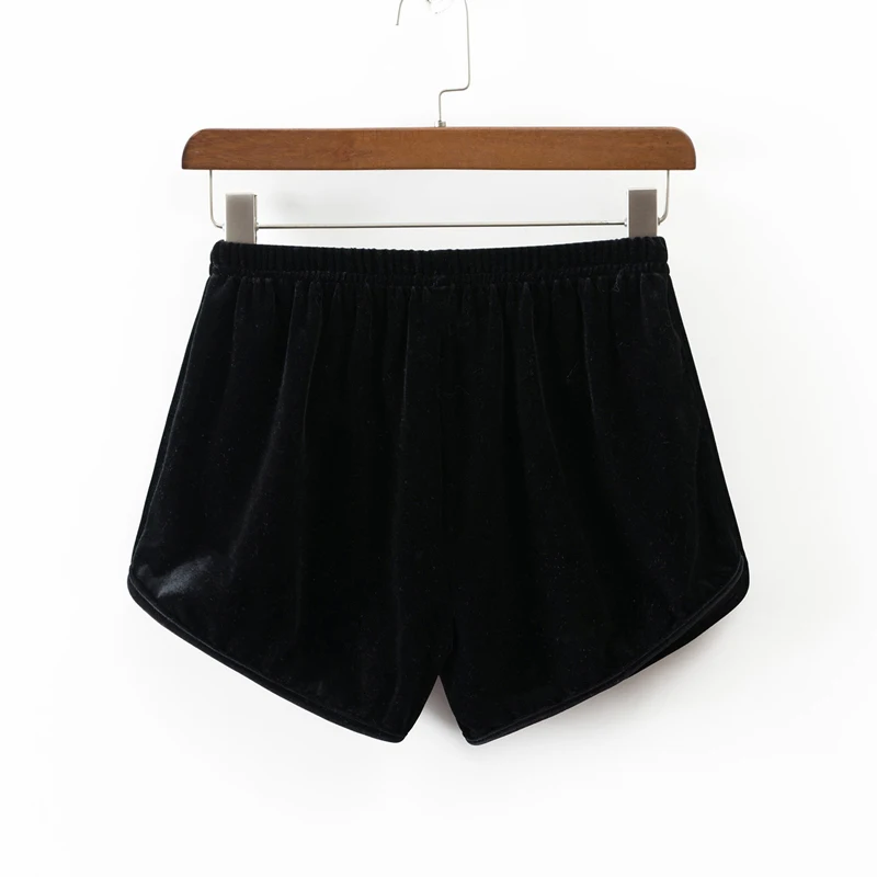

Women Casual Elastic Waist Velvet Shorts