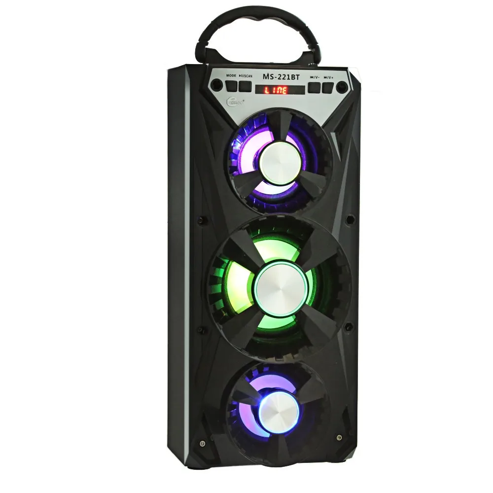 MS-221BT Портативный Bluetooth Динамик FM радио AUX с светодиодный sleek красочные Подсветка