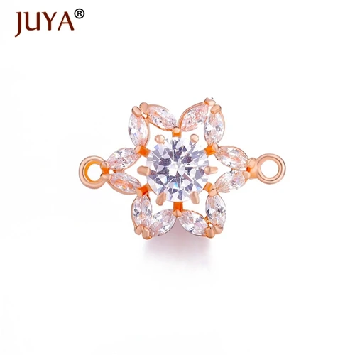 rose gold Фурнитура для бижутерии, кристалл цветок коннектор, для производства серег, браслетов, колье,фурнитура для сережек - Цвет: rose gold