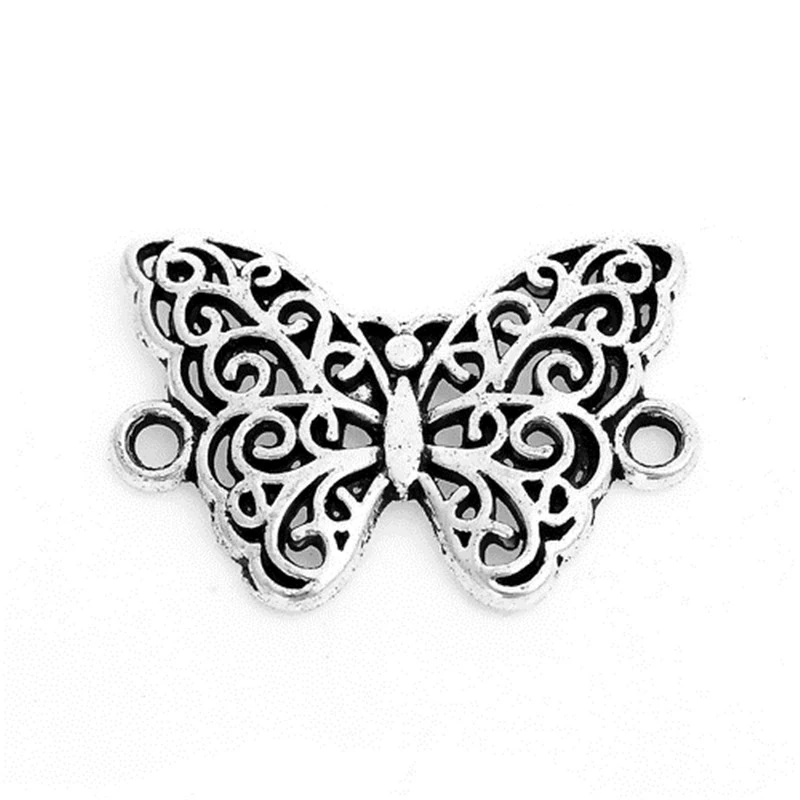 

DoreenBeads Zinc Based Alloy Connectors Butterfly Animal silver color Hollow DIY Findings 20mm( 6/8") x 14mm( 4/8"), 10 PCs