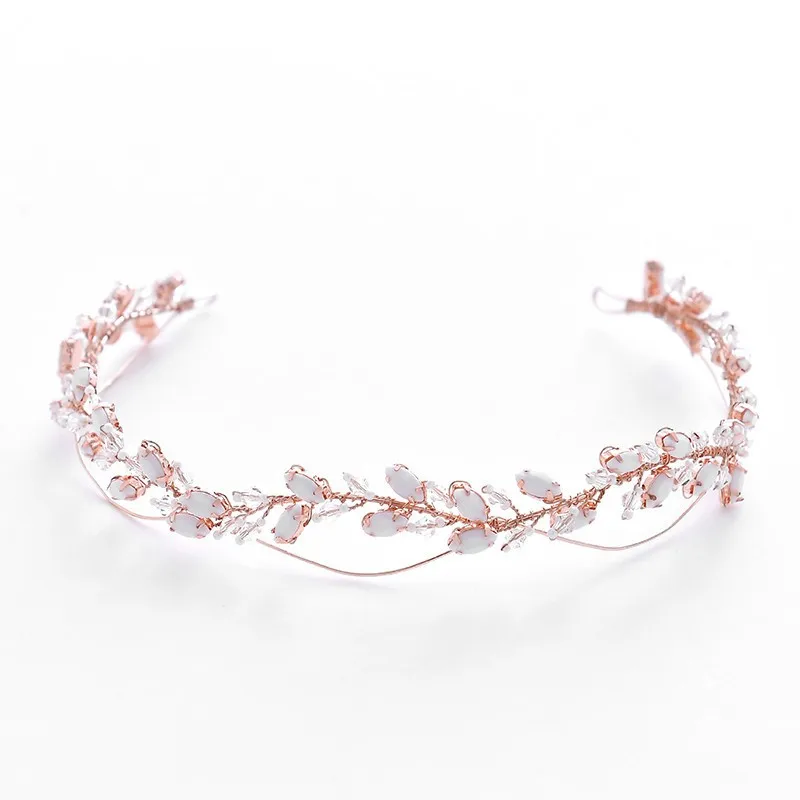Женский обруч для волос повязка на голову из розового золота с кристаллами |