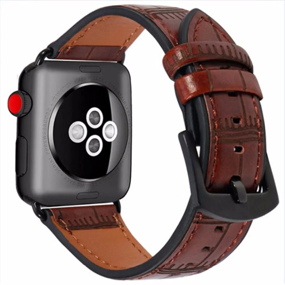 Кожаный ремешок OSRUI для Apple Watch Series 4 band 44 мм 40 Iwatch 3 2 1 42 мм/38 бамбуковый браслет