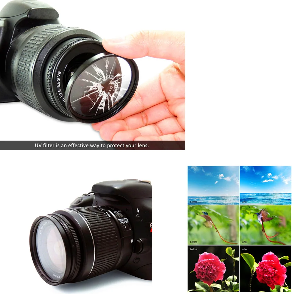 УФ-фильтр + бленда крышка объектива чистящая ручка 58 мм для Canon EOS 90D 1500D 2000D 3000D 4000D