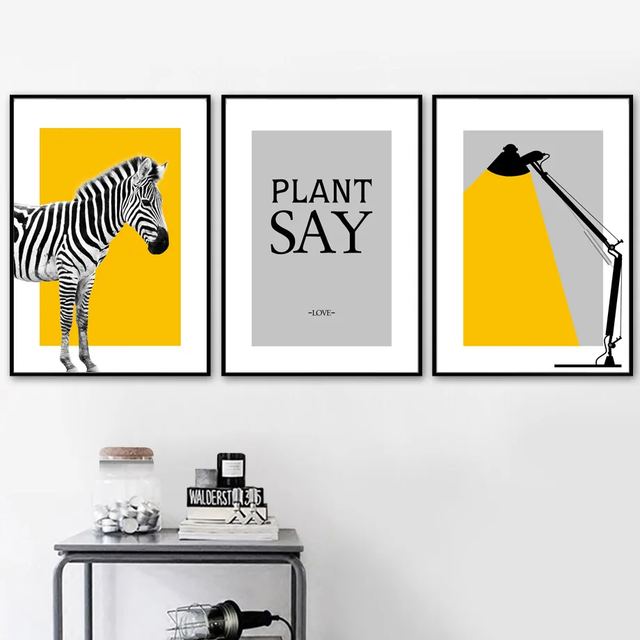 

Zebra Table Lamp Quotes Landscape Wall Art Canvas Painting Nordic Posters And Prints Wall Pictures For Living Room Wall Decor