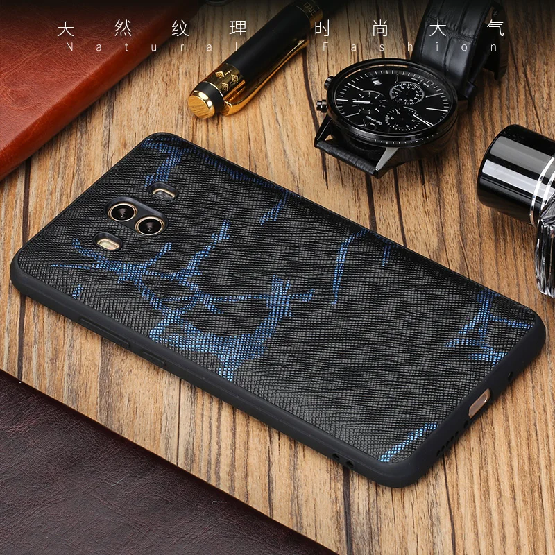 Роскошный чехол из натуральной кожи для телефона HUAWEI Mate 9 10 текстурная задняя