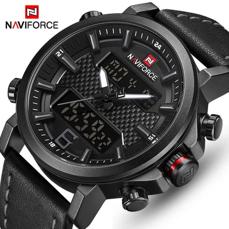 Часы наручные NAVIFORCE Мужские кварцевые модные спортивные Водонепроницаемые