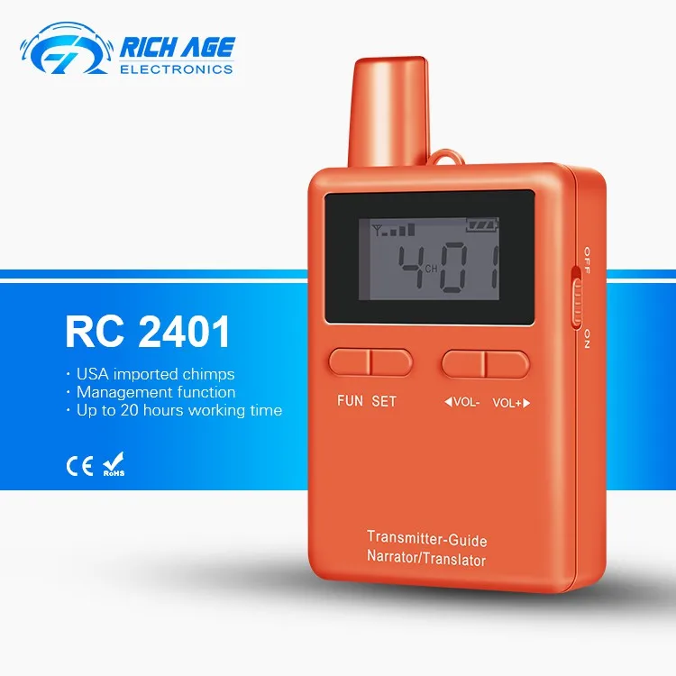 RichiTek RC2401 беспроводной гид системы аудио гид системы наушники приемник для турагентства/туроператора - Цвет: Orange
