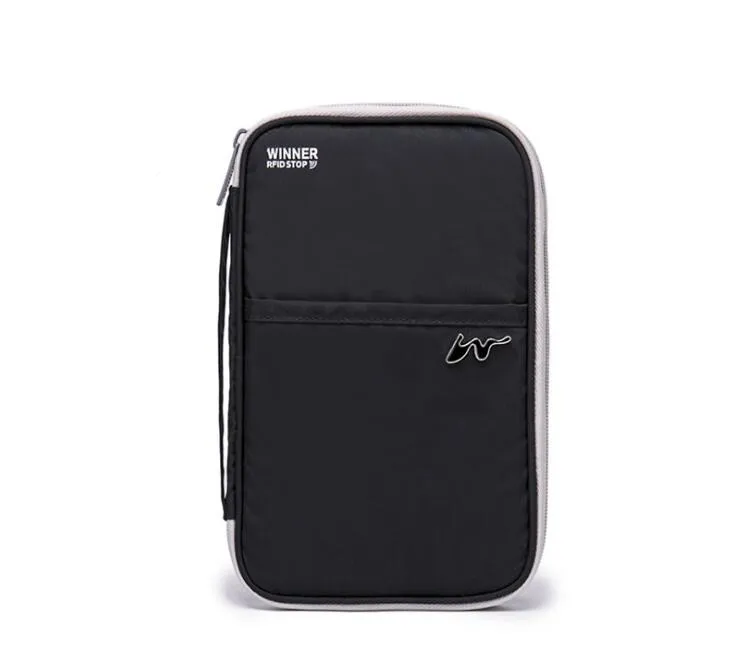 Black Large Кошелек для паспорта, путешествий, держатель для паспорта, многофункциональная посылка для кредитных карт, ID, документов, мульти-карта, клатч для хранения, Win-5660 - Цвет: Black Large